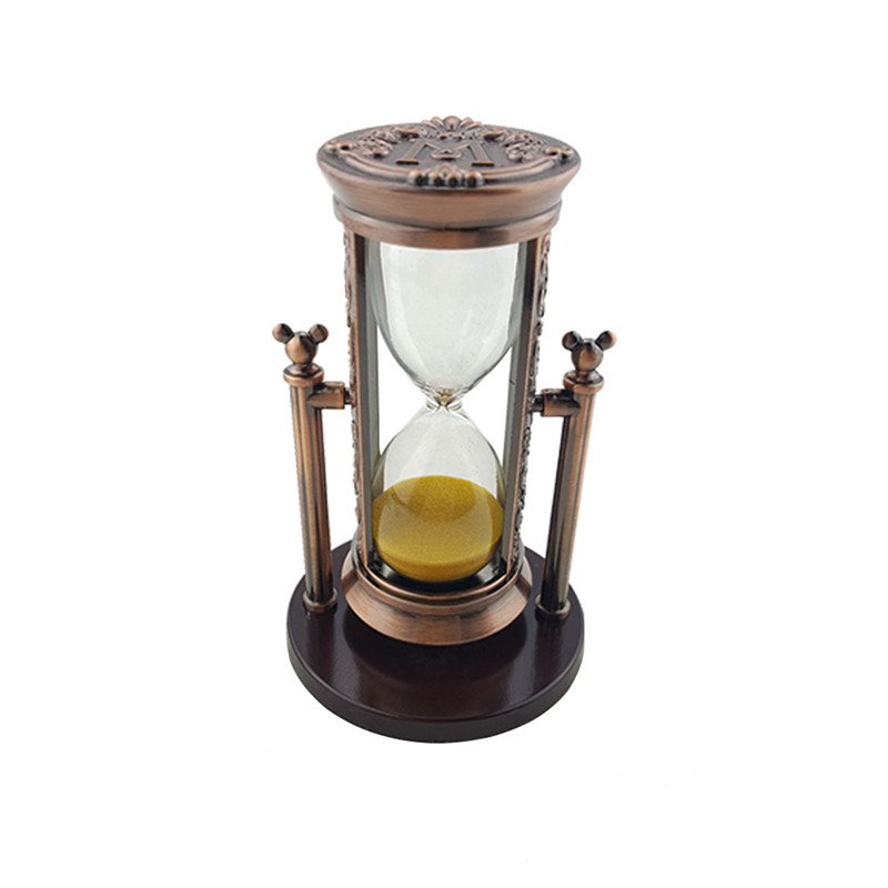 Electric red bronze M letter yellow sand hourglass  RKS-BG001ac (1)