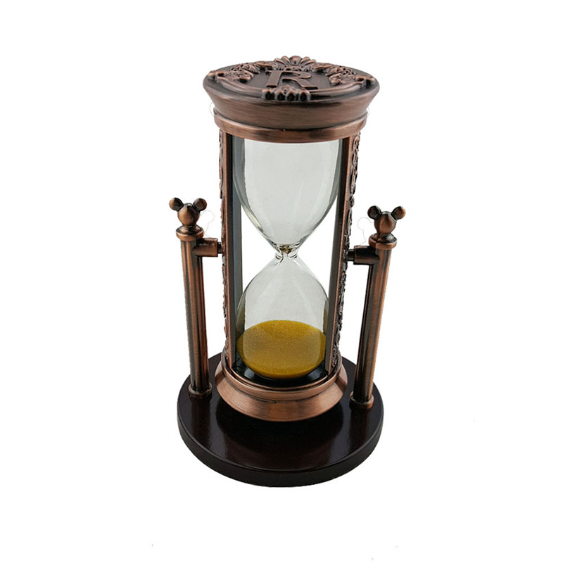 Electric red bronze R letter yellow sand hourglass  RKS-BG001bc (1)