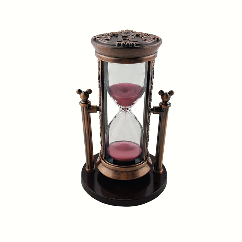 Electric red bronze R letter powder sand hourglass  RKS-BG001RRP (1)